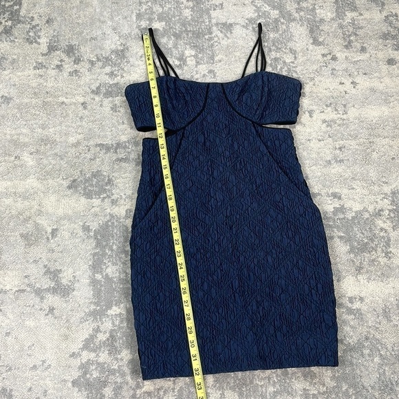 Jonathan Simkhai Navy Blue Crinkle Quilted Textured Cut Out Bodycon Dress 10 - Picture 9 of 12